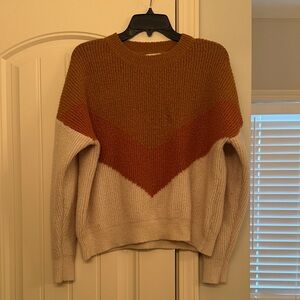 Dreamers Chevron Knit Sweater - Brown and Cream